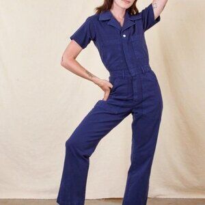 Big Bud Press Short Sleeve Jumpsuit in Navy XS Extra Small Coveralls Zip Up